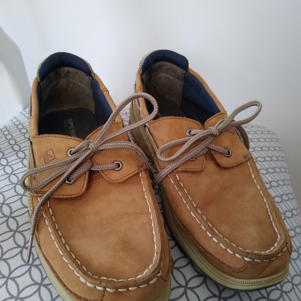 Sperry Boy's Tan Lanyard Boat Shoes, Sz 7